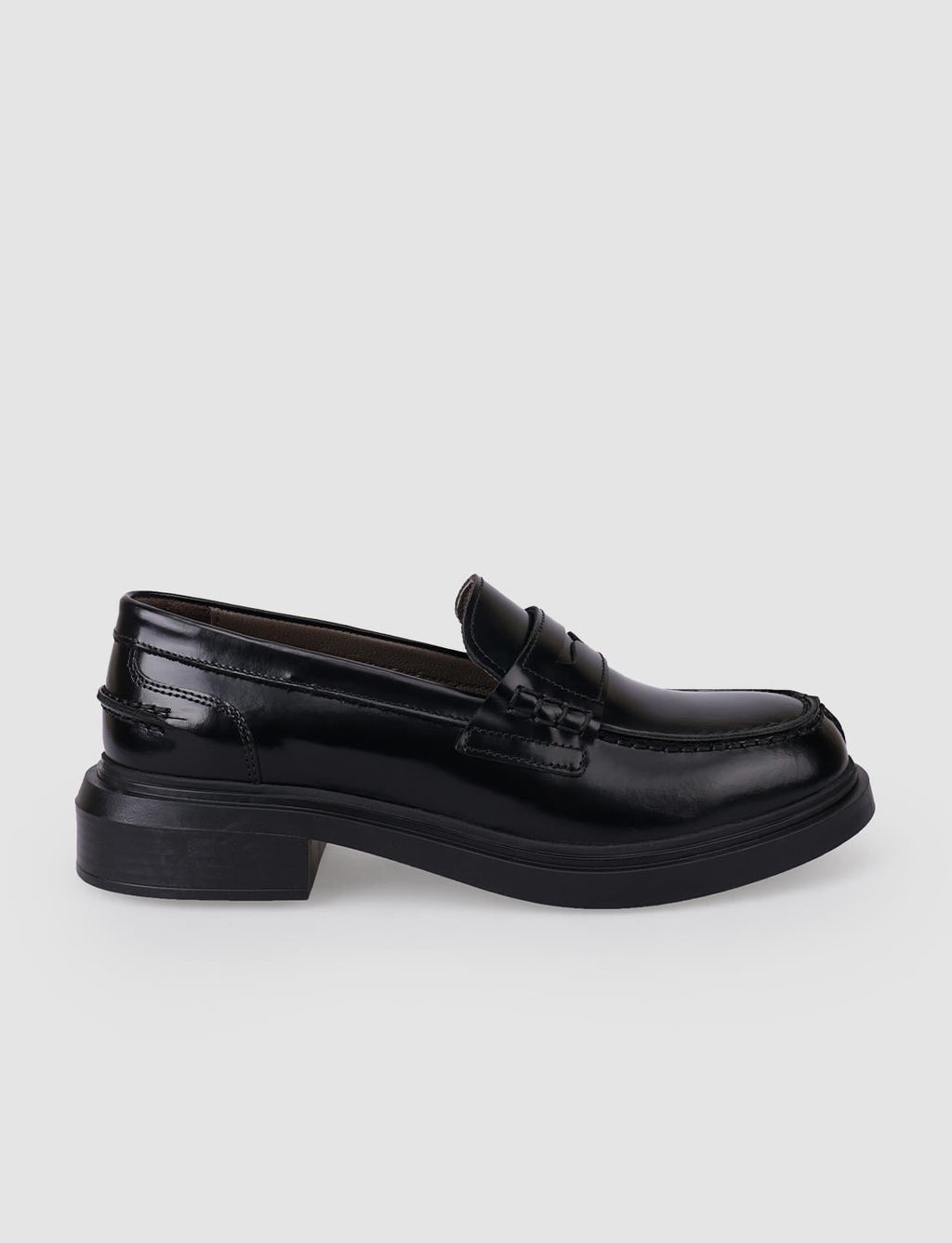 100% Genuine Leather Black Open Women's Loafer