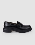 100% Genuine Leather Black Open Women's Loafer
