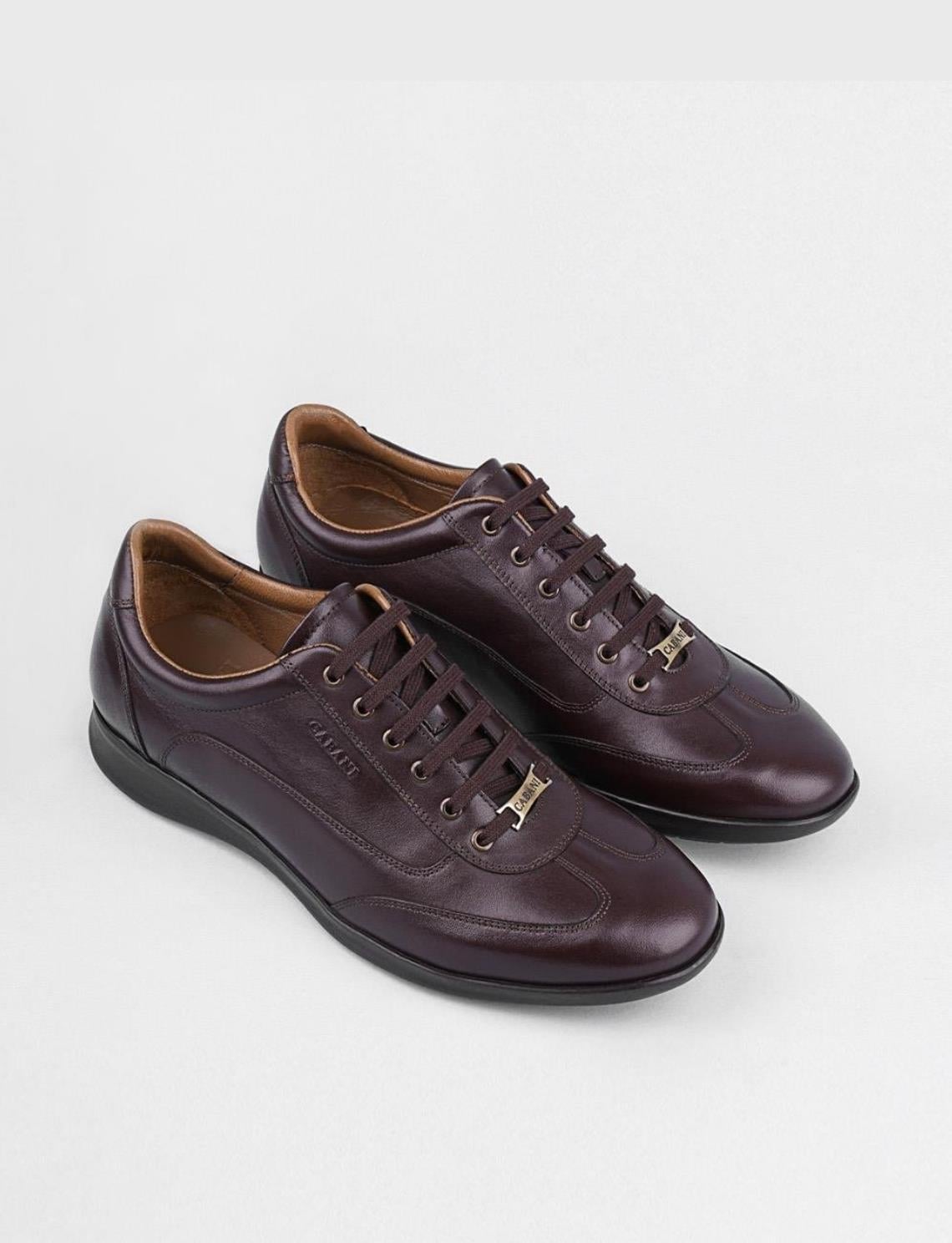 Men's Brown Casual Shoes with Lace-up Genuine Leather