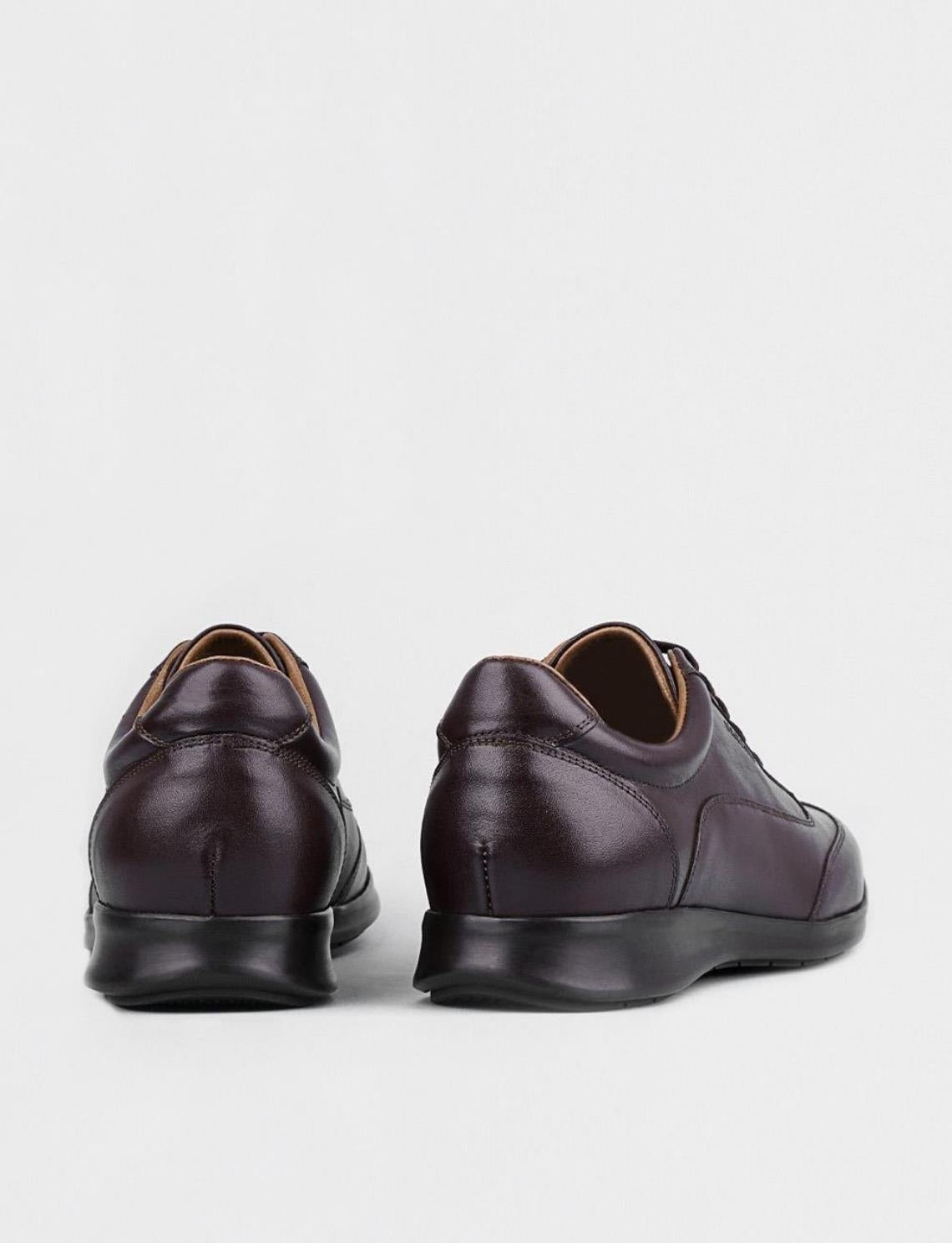 Men's Brown Casual Shoes with Lace-up Genuine Leather