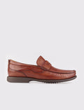 Men's Casual Shoes in Tan, Genuine Leather, Laceless.