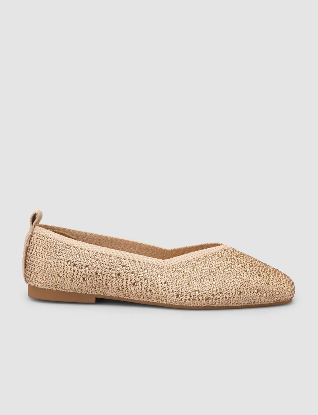 Fabric Embellished Beige Women's Ballet Flats