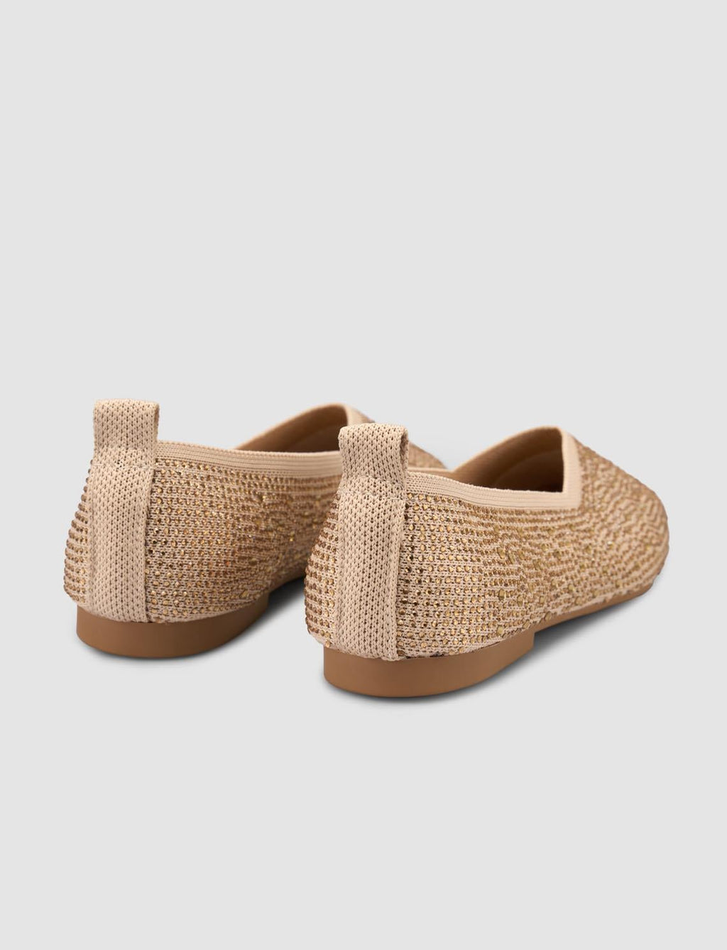 Fabric Embellished Beige Women's Ballet Flats