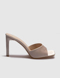 Crunell Beige Satin Women's High-Heeled Slippers