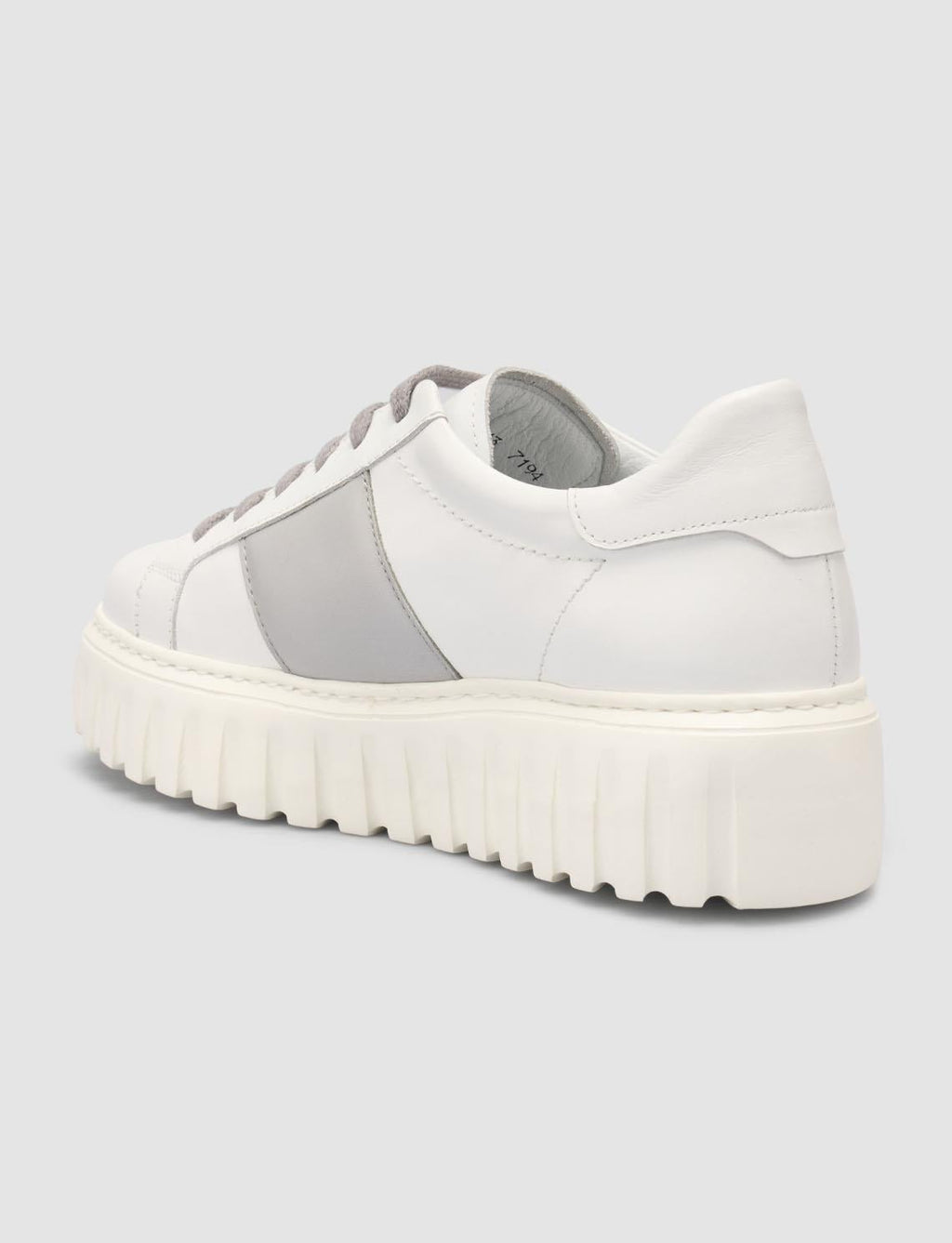 Monamae 100% Genuine Leather White - Grey Women's Athletic Shoes