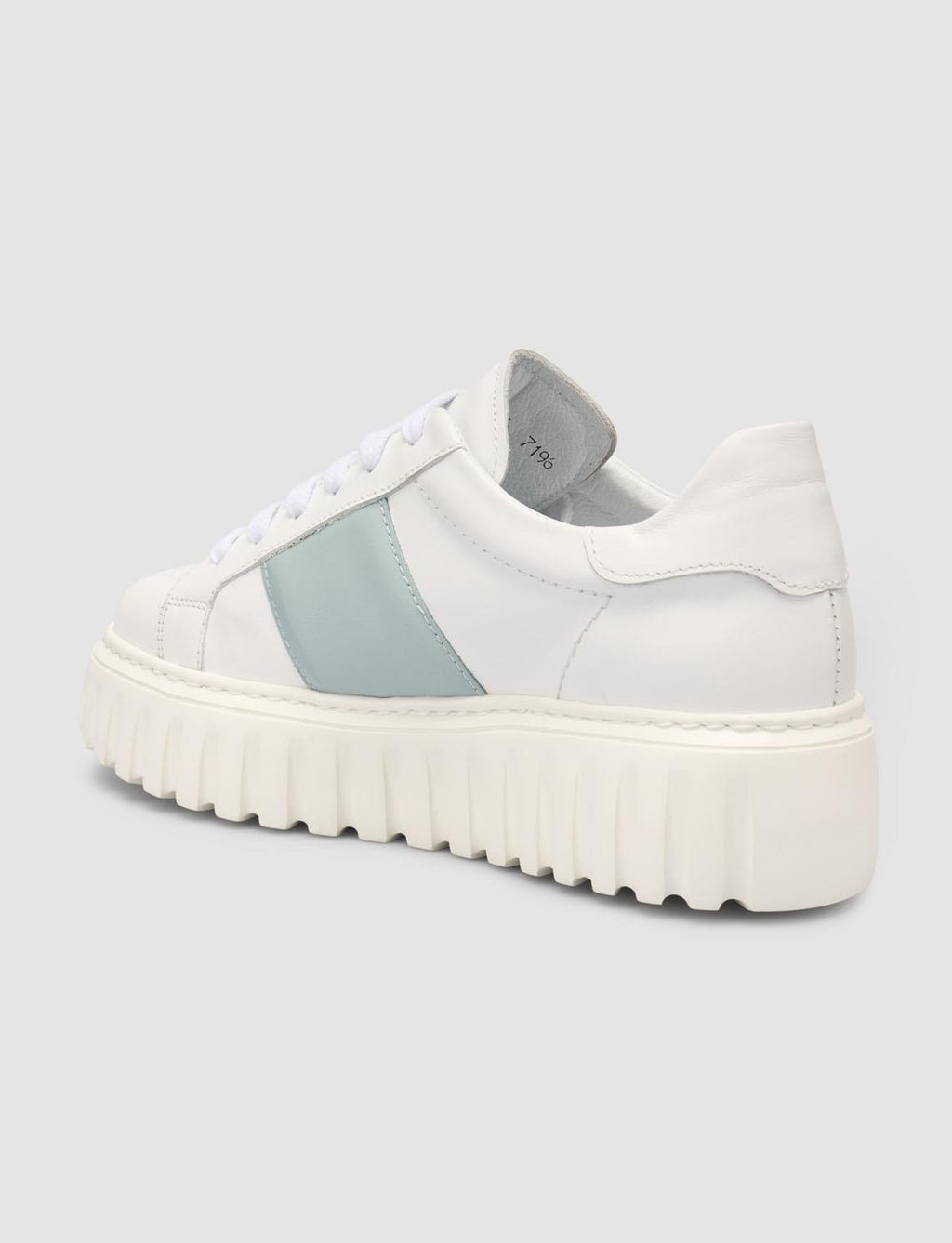 Monamae 100% Genuine Leather White - Blue Women's Athletic Shoes