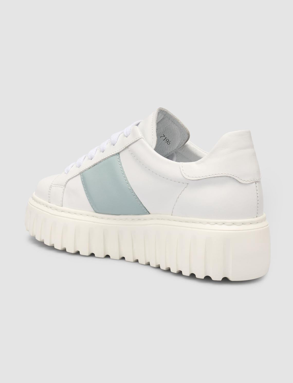 Monamae 100% Genuine Leather White - Blue Women's Athletic Shoes