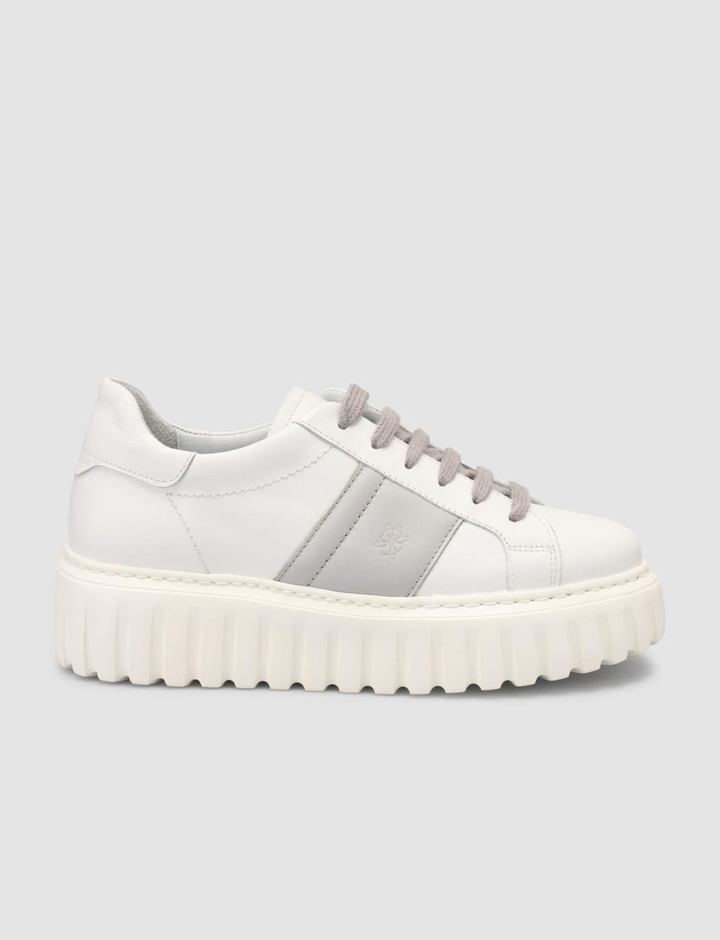 Monamae 100% Genuine Leather White - Grey Women's Athletic Shoes