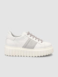 Monamae 100% Genuine Leather White - Grey Women's Athletic Shoes