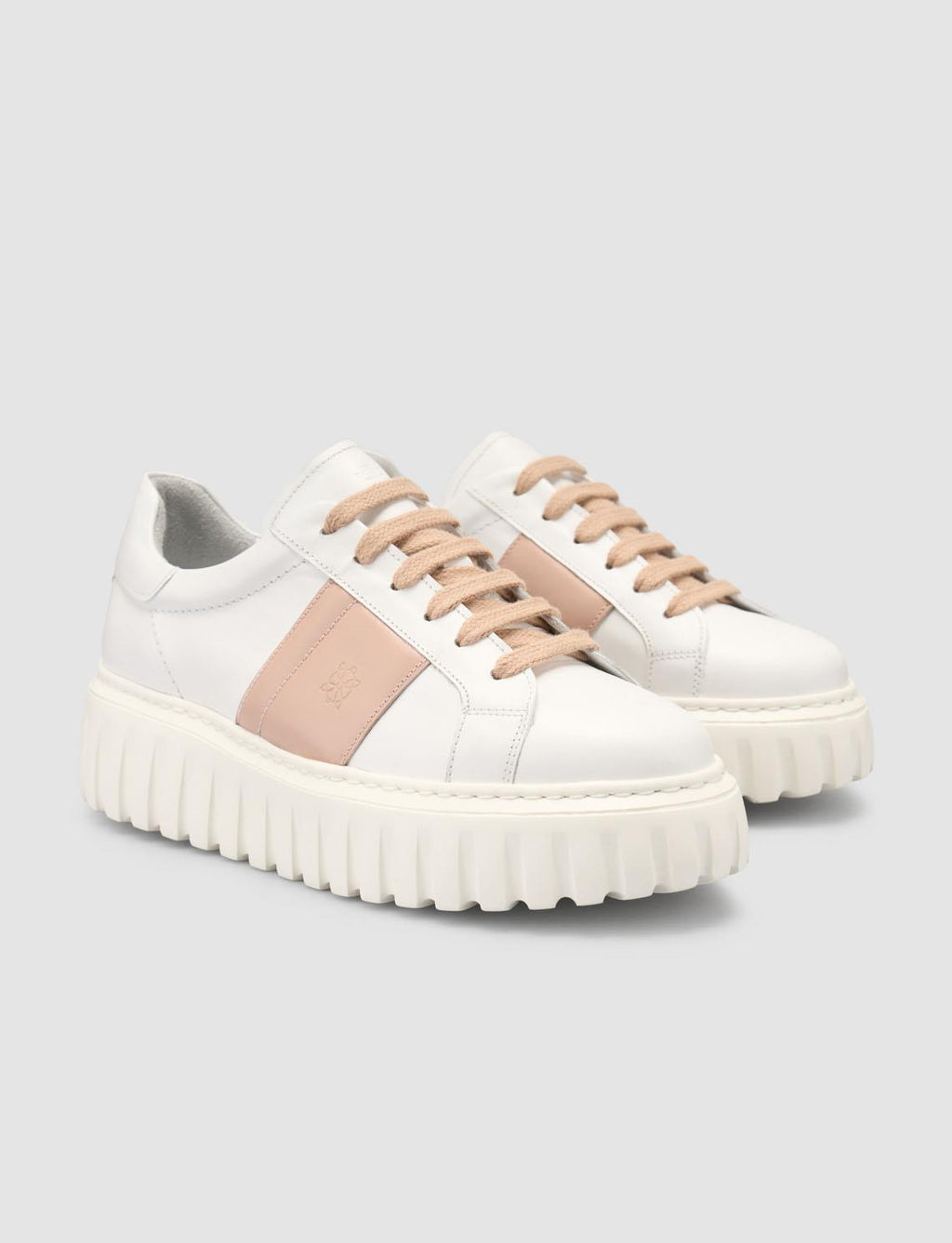 Monamae 100% Genuine Leather White - Powder Pink Women's Athletic Shoes