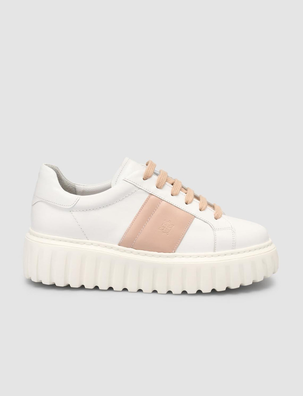 Monamae 100% Genuine Leather White - Powder Pink Women's Athletic Shoes