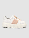Monamae 100% Genuine Leather White - Powder Pink Women's Athletic Shoes
