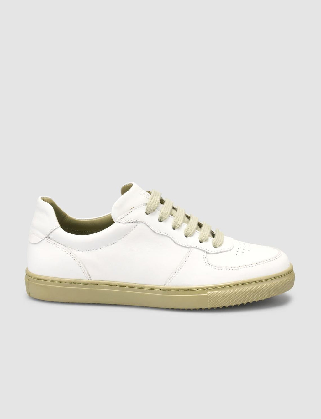 Monamae White Women's Sneakers with Green Details