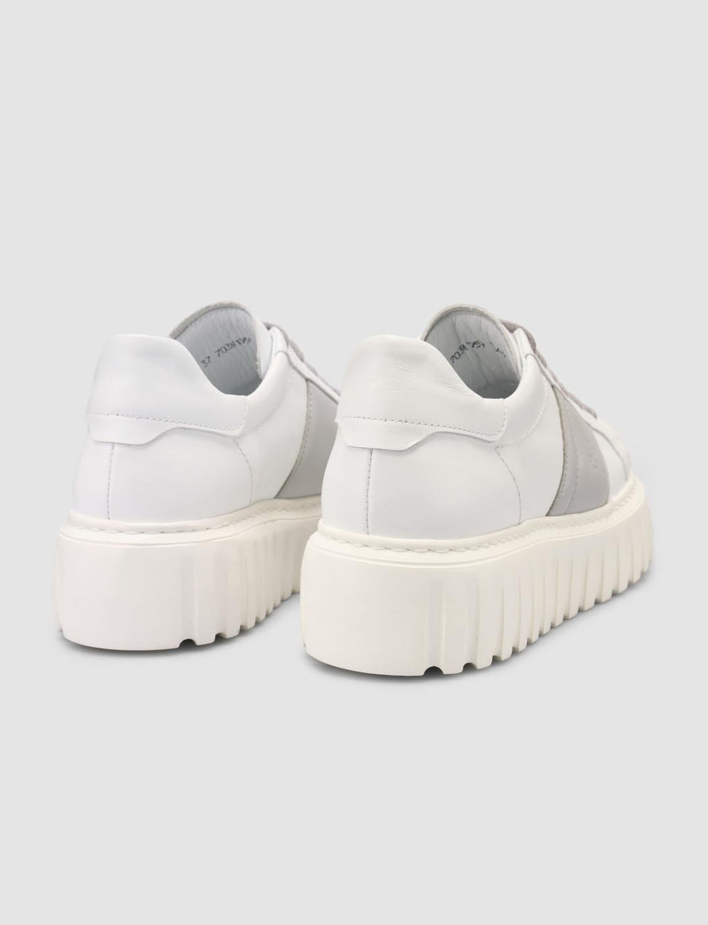 Monamae 100% Genuine Leather White - Grey Women's Athletic Shoes