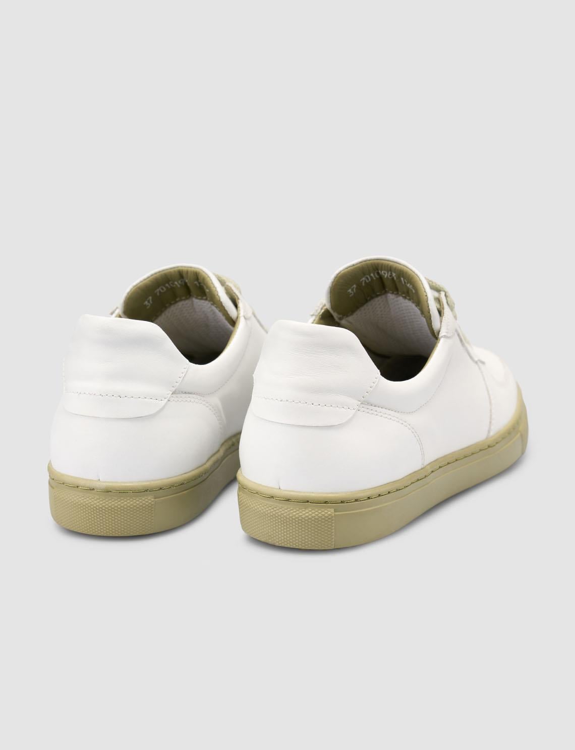 Monamae White Women's Sneakers with Green Details