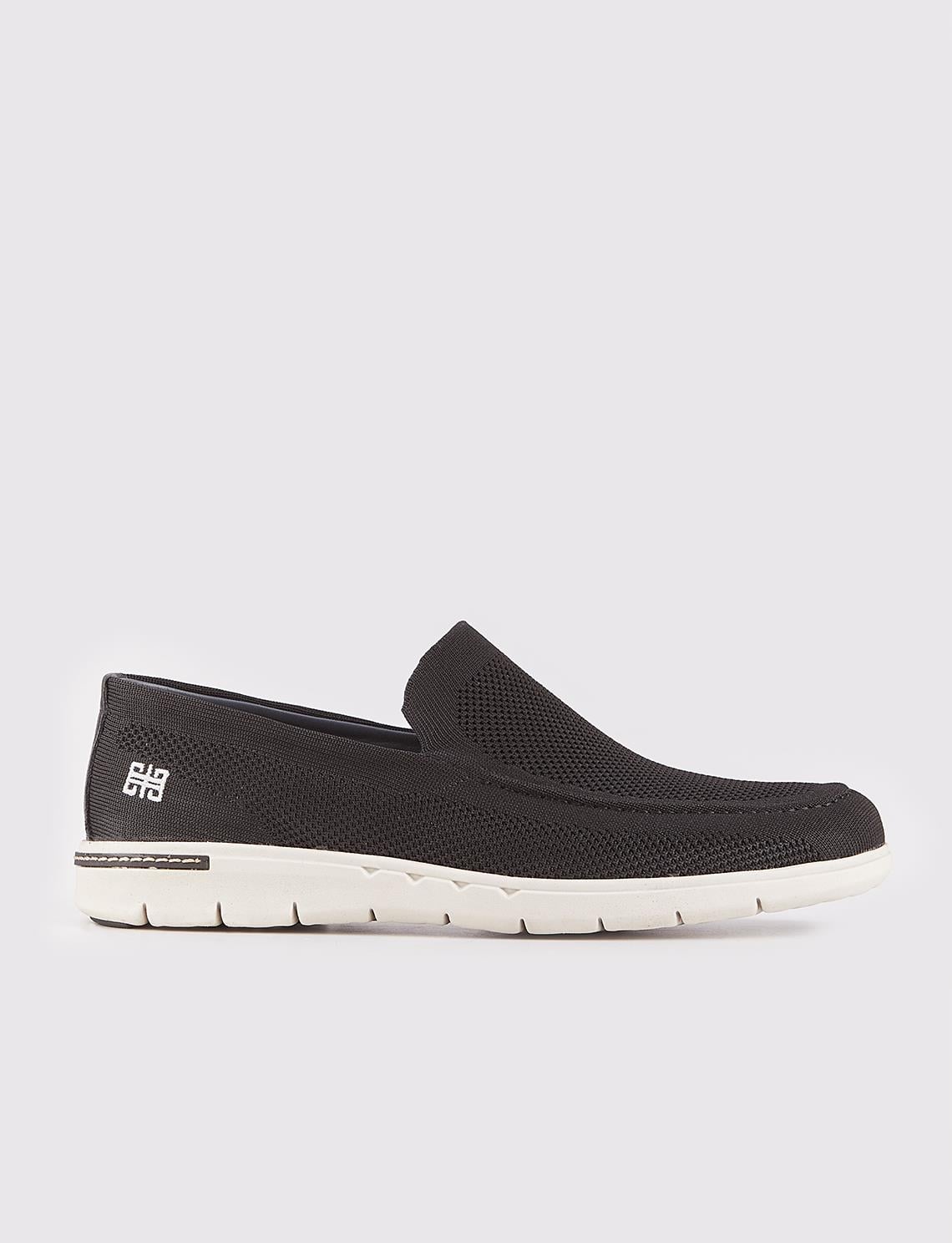 Black Men's Casual Shoes with White Sole
