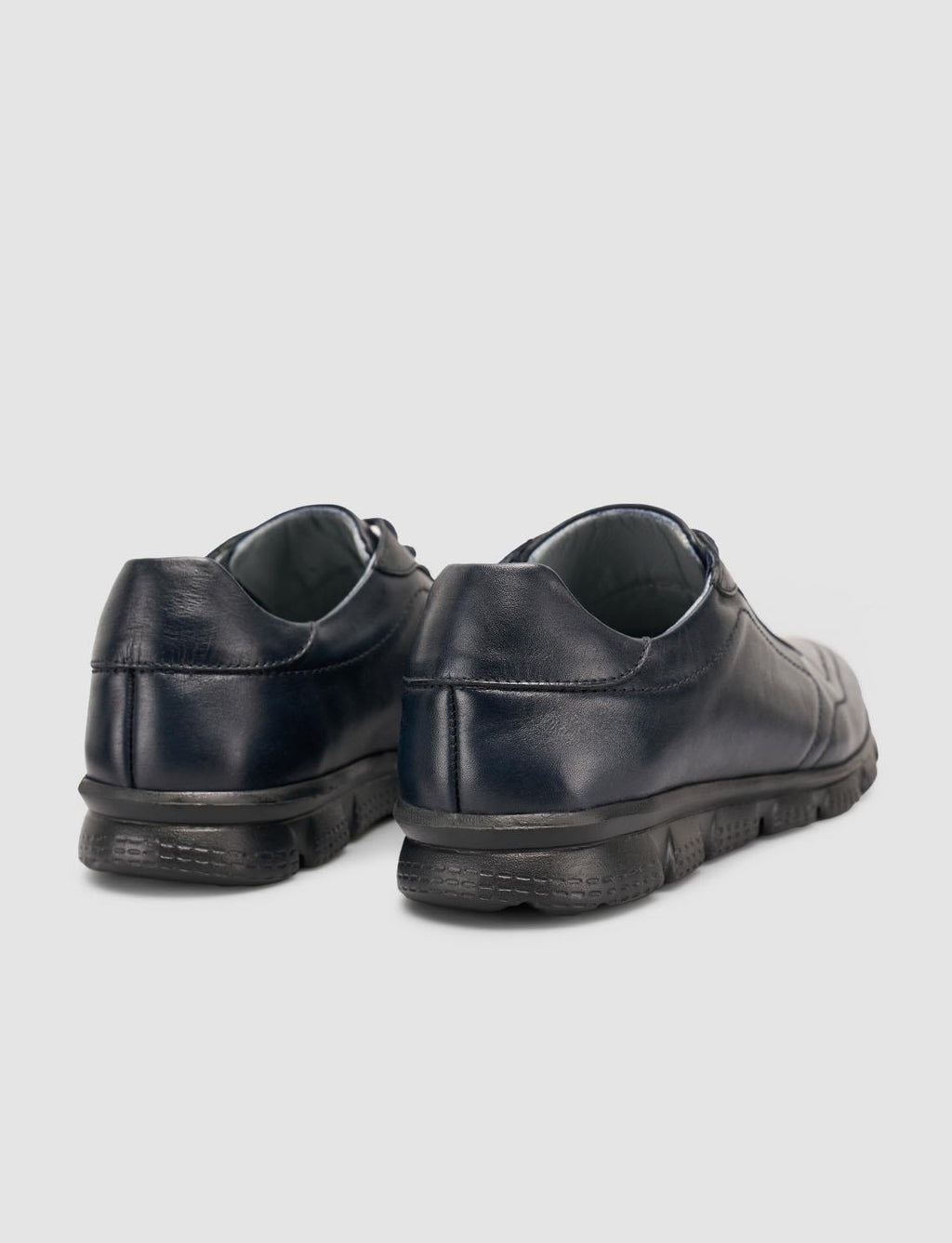 100% Genuine Leather Navy Blue Lace-up Men's Casual Shoes