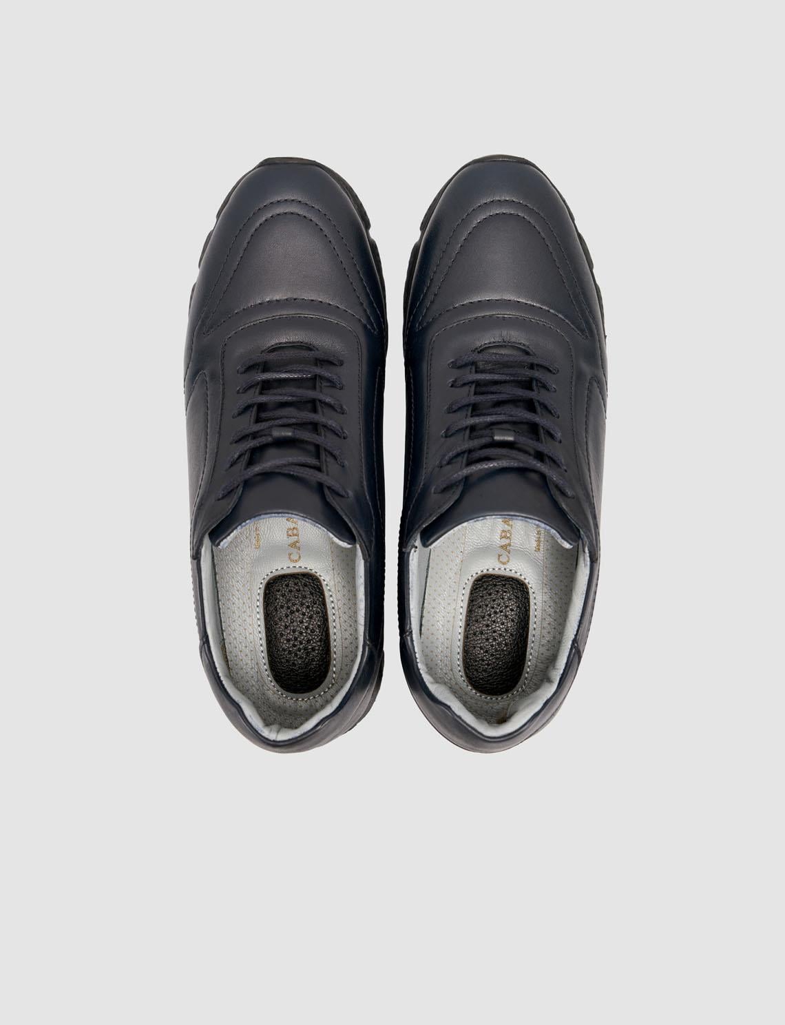 100% Genuine Leather Navy Blue Lace-up Men's Casual Shoes
