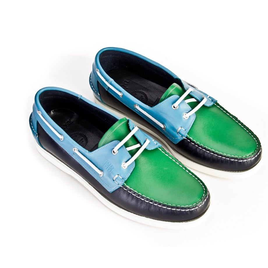 Genuine Leather Navy Blue Men's Shoes