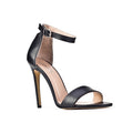 Buckle Detail Genuine Leather Black Women's High Heels