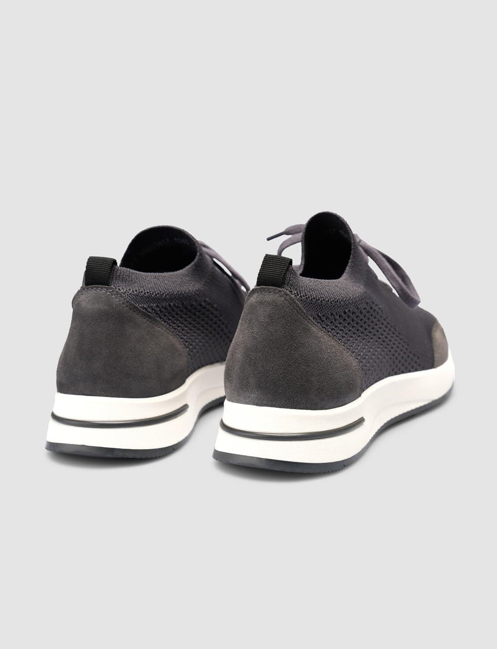 Grey Knitted Lace-up Men's Athletic Shoes