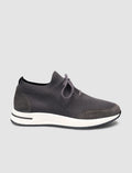 Grey Knitted Lace-up Men's Athletic Shoes