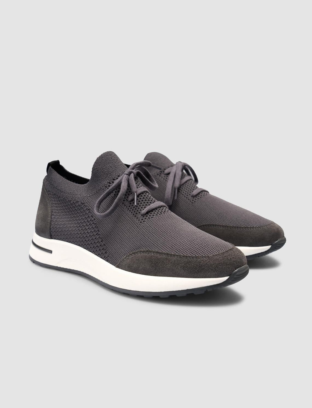 Grey Knitted Lace-up Men's Athletic Shoes