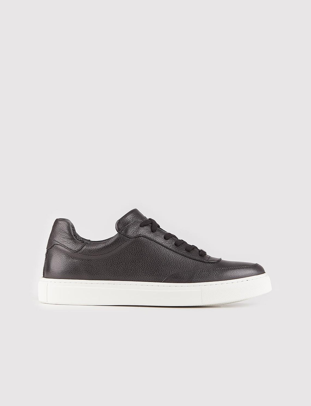 Men's Genuine Leather White Sole Black Lace-up Athletic Shoes