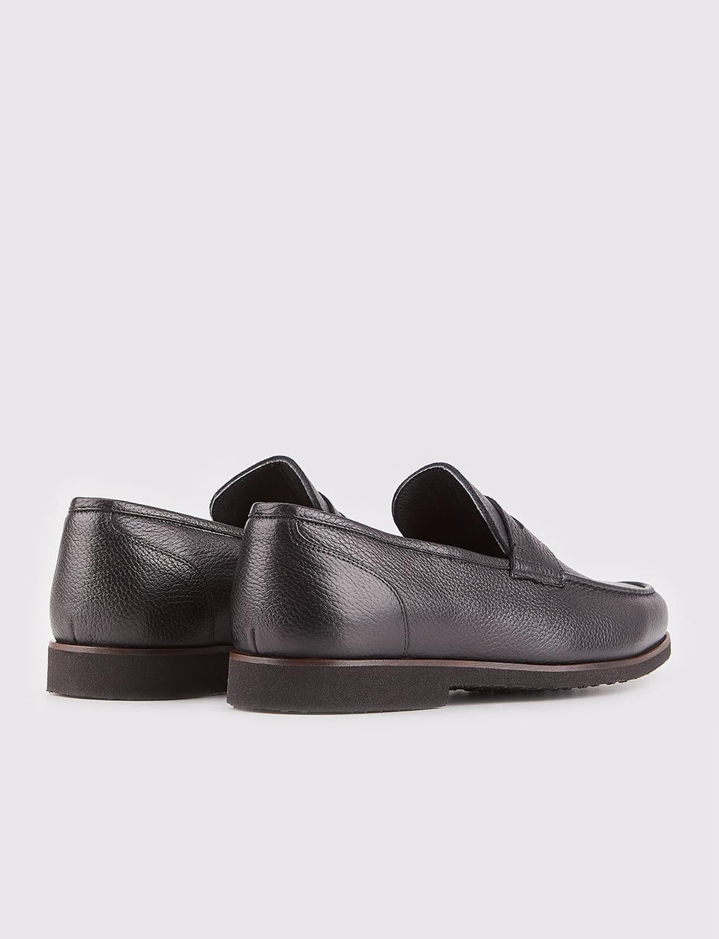 Men's Genuine Leather Black Casual Shoes with EVA Sole