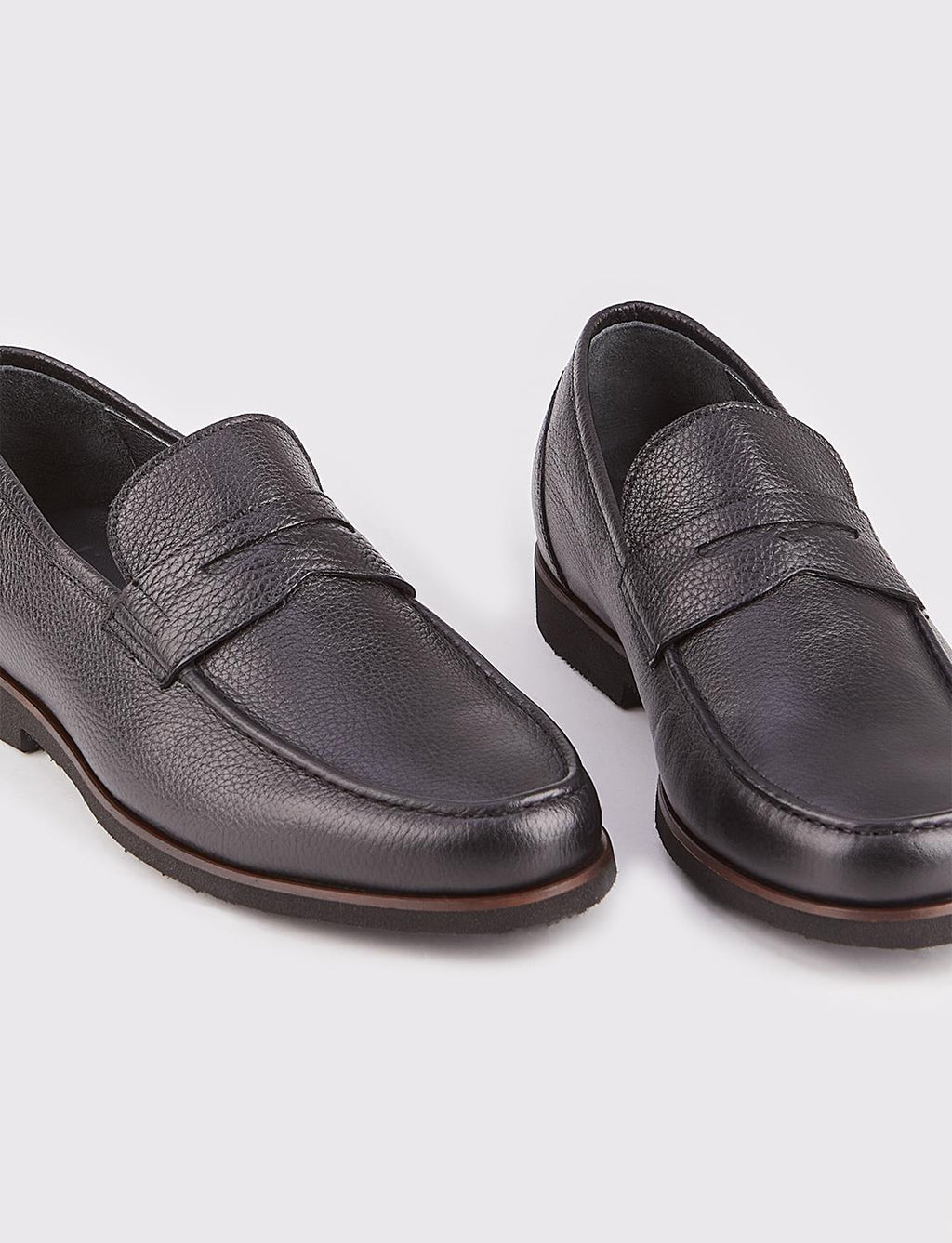 Men's Genuine Leather Black Casual Shoes with EVA Sole