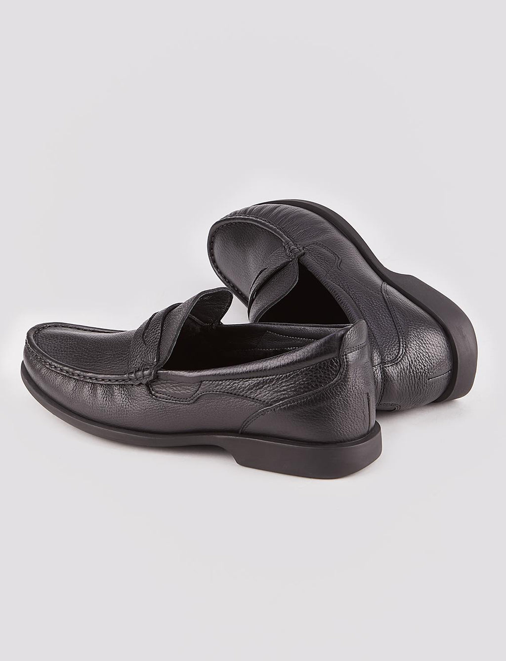 Men's Genuine Leather Rubber Sole Black Fur Lined Casual Shoes