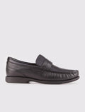 Men's Genuine Leather Rubber Sole Black Fur Lined Casual Shoes
