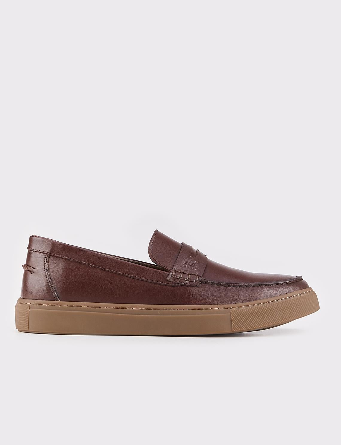 Men's Genuine Leather Winter Brown Loafer Shoes