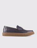 Men's Genuine Leather Navy Blue Loafer Shoes