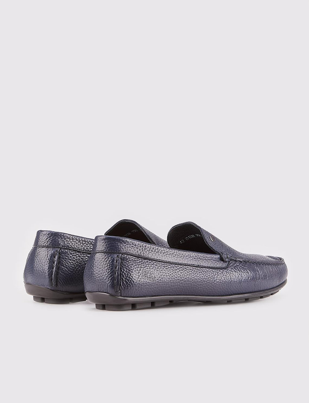 Men's Genuine Leather Navy Blue Loafer Moccasin Shoes