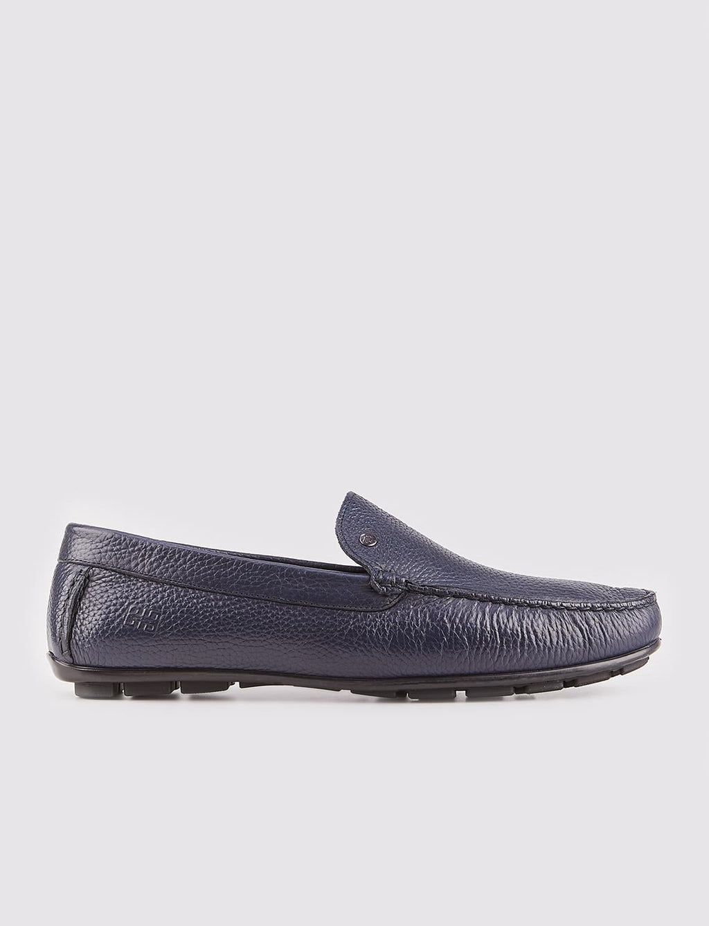Men's Genuine Leather Navy Blue Loafer Moccasin Shoes