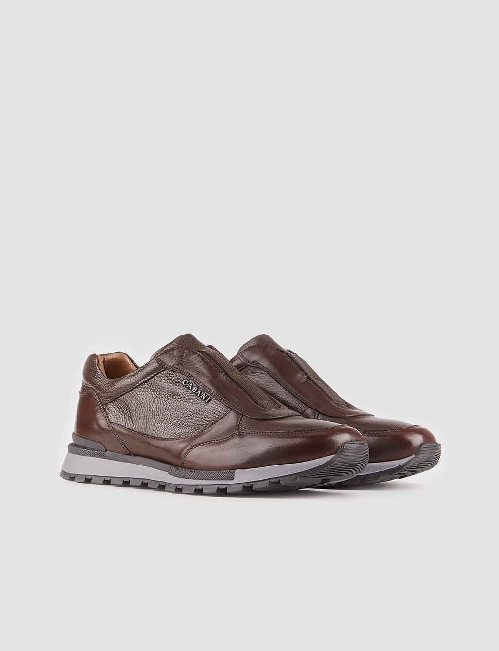 Men's Genuine Leather Light Rubber Sole Brown Sneakers