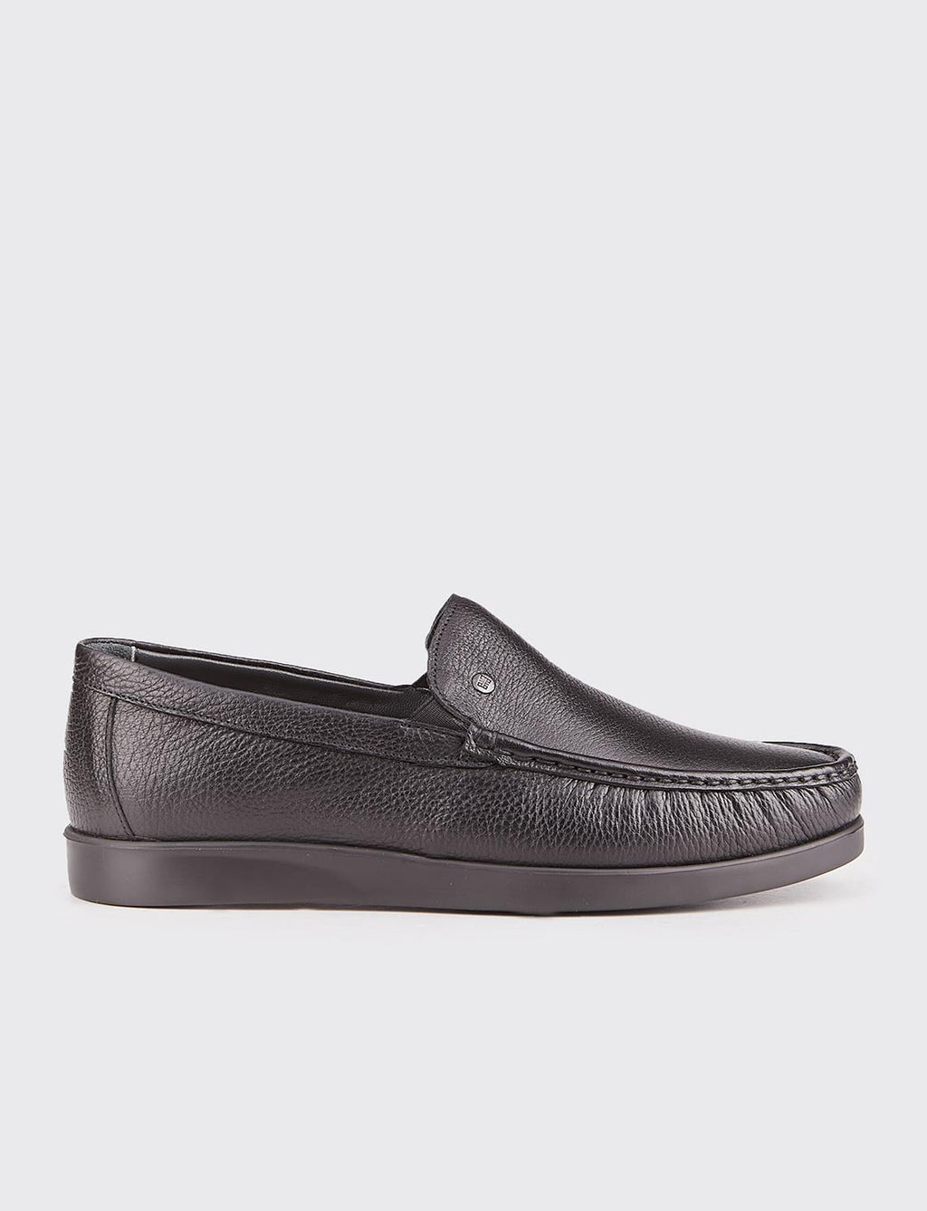 Men's Genuine Leather Light Rubber Sole Black Casual Shoes
