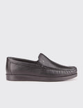 Men's Genuine Leather Light Rubber Sole Black Casual Shoes