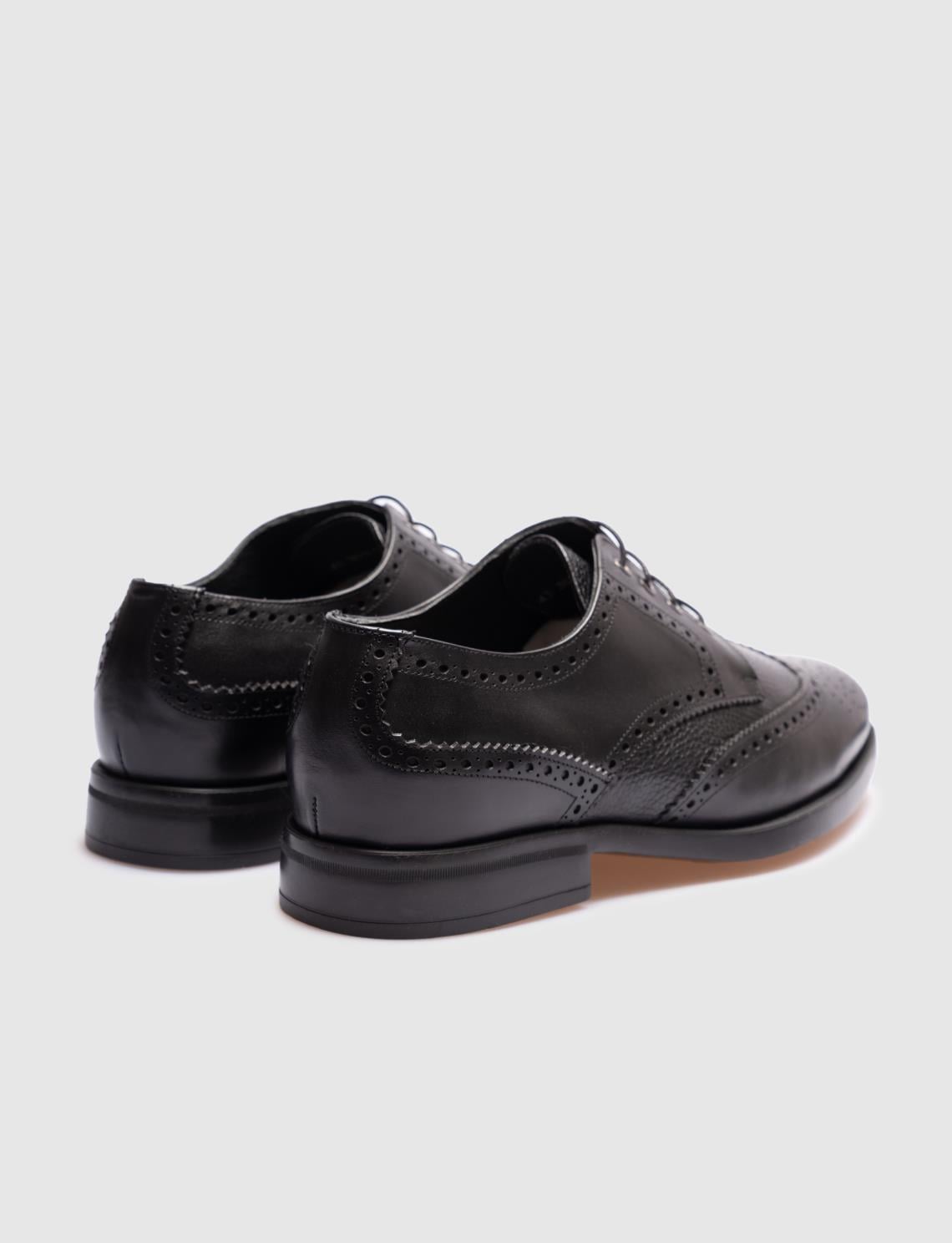 Men's Genuine Leather Black Lace-up Casual Shoes