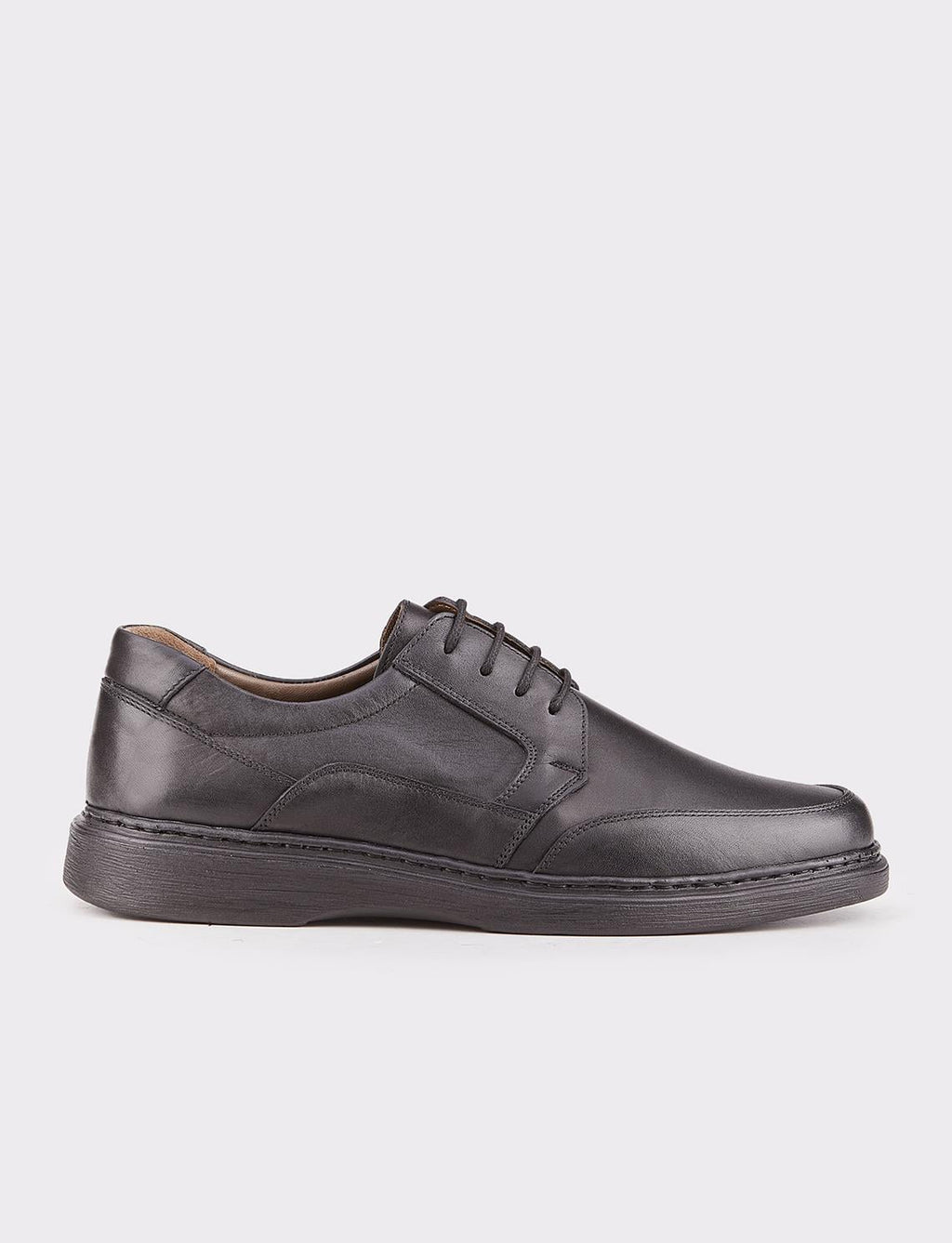 Men's Genuine Leather Black Casual Lace-up Shoes