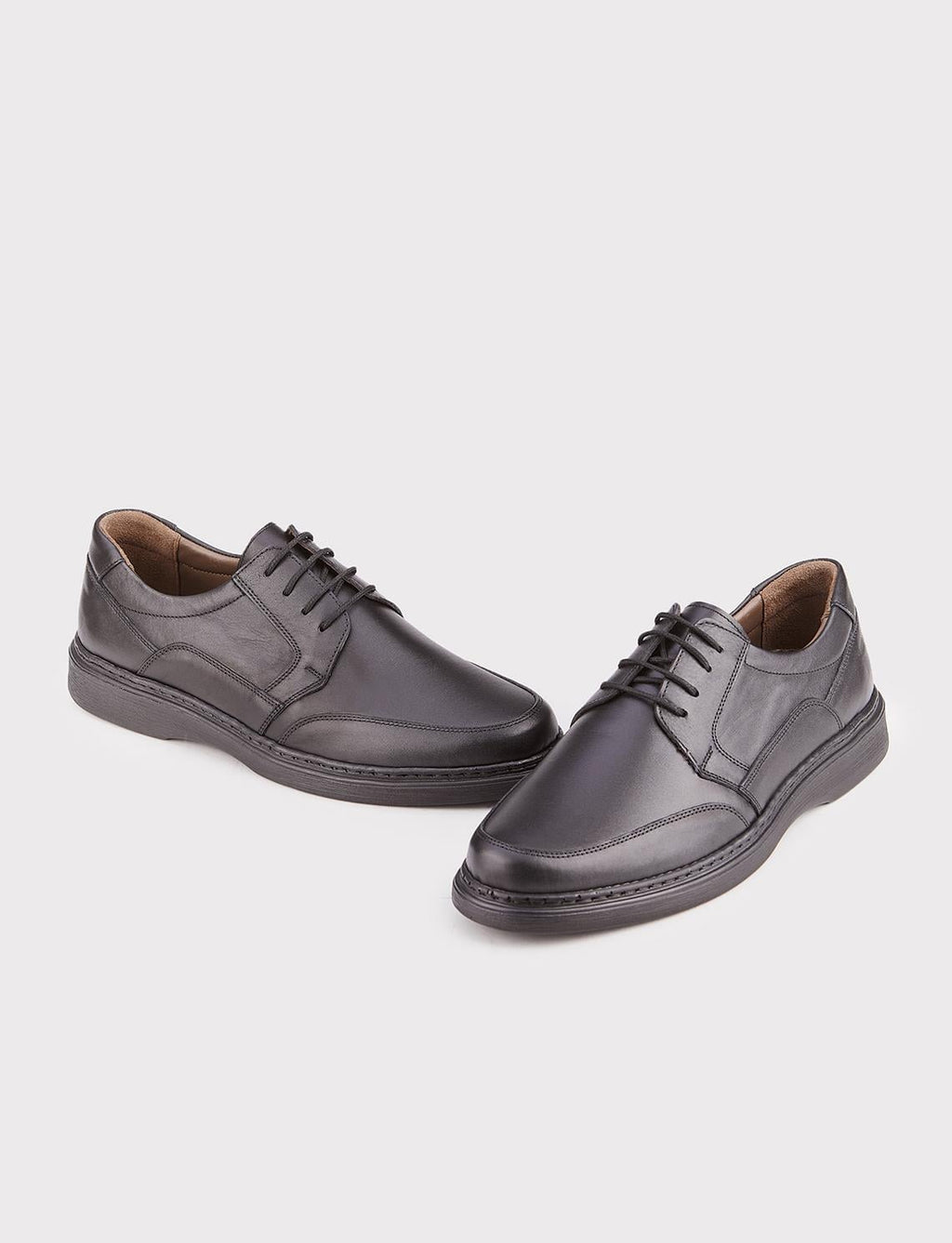 Men's Genuine Leather Black Casual Lace-up Shoes