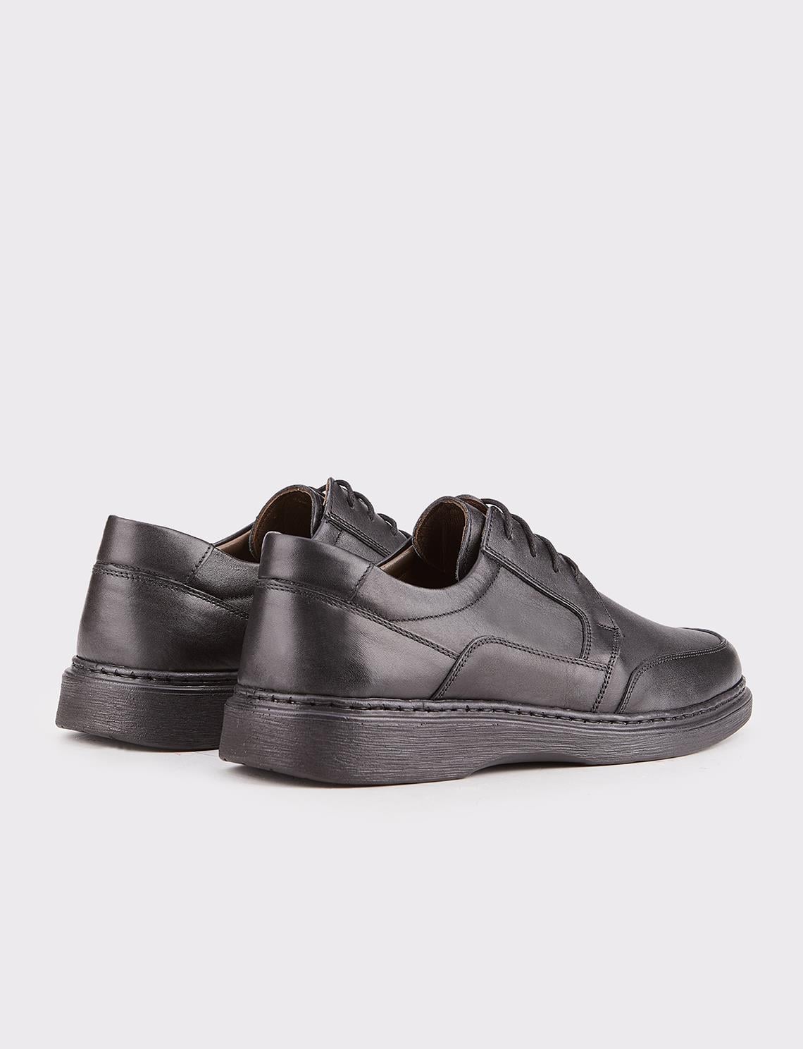 Men's Genuine Leather Black Casual Lace-up Shoes