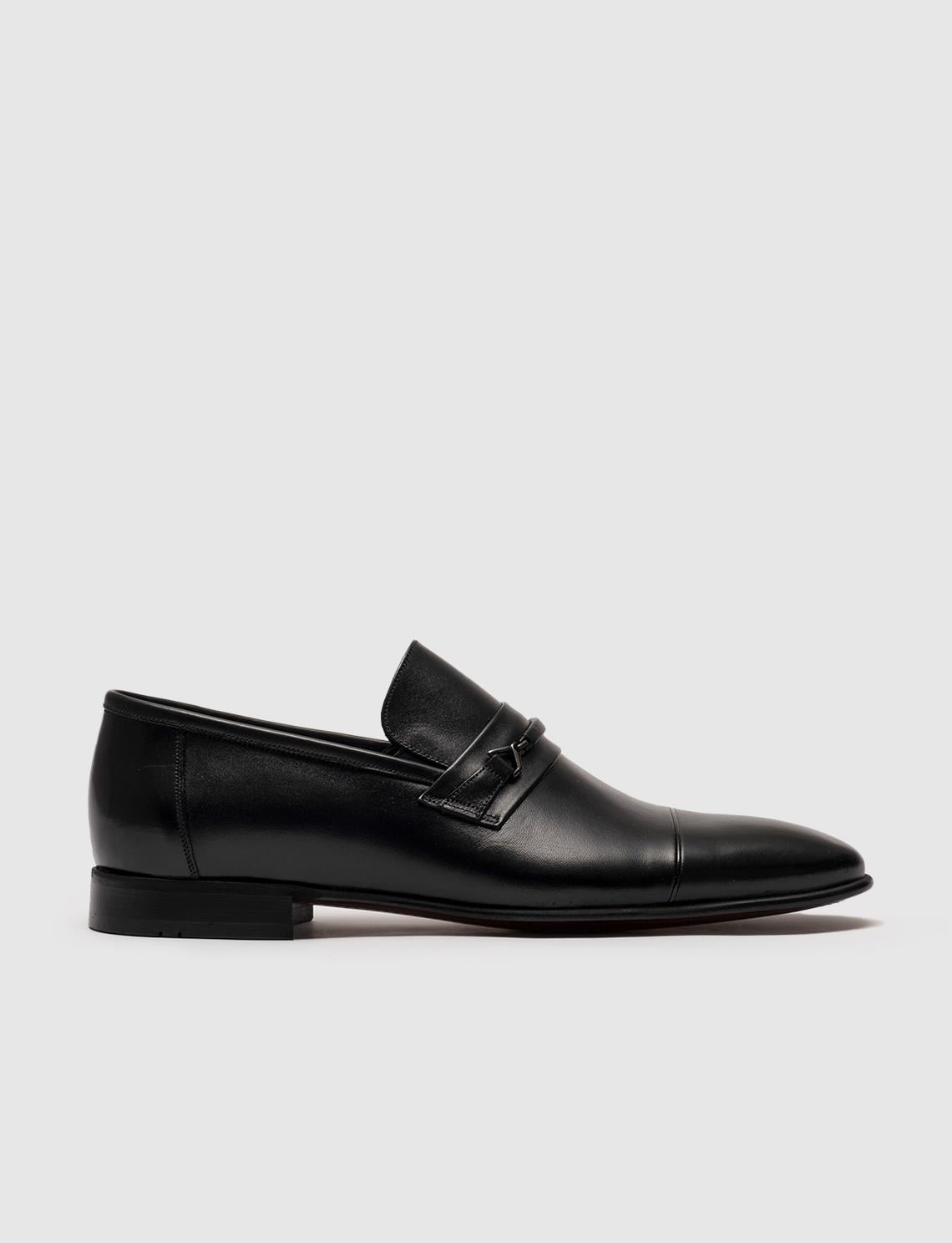 Men's Genuine Leather Black Buckle Classic Shoes