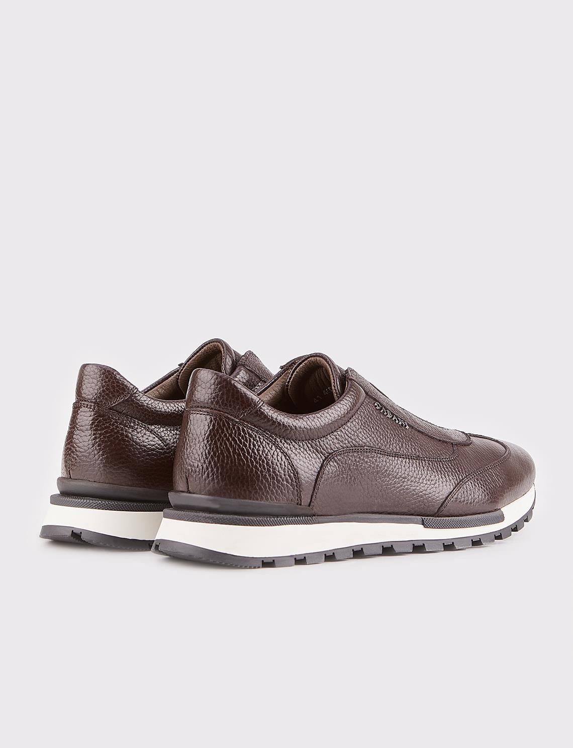 Men's Genuine Leather Thermo Sole Brown Sports Shoes