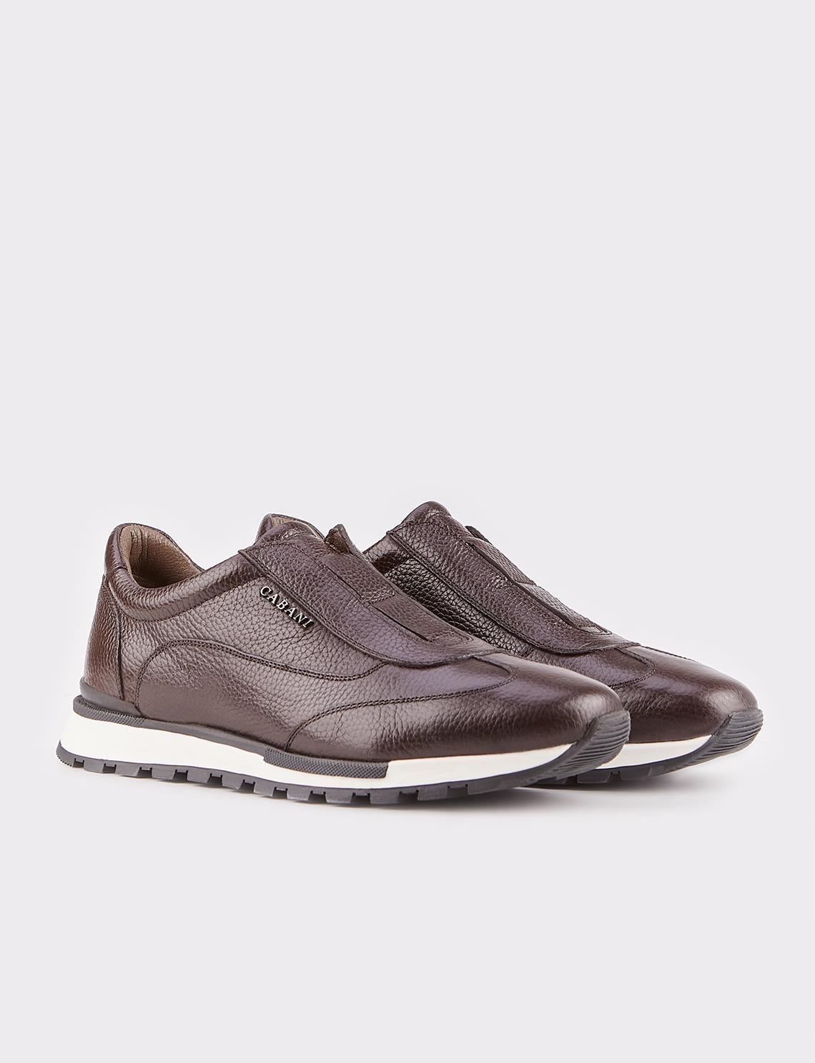 Men's Genuine Leather Thermo Sole Brown Sports Shoes