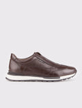 Men's Genuine Leather Thermo Sole Brown Sports Shoes