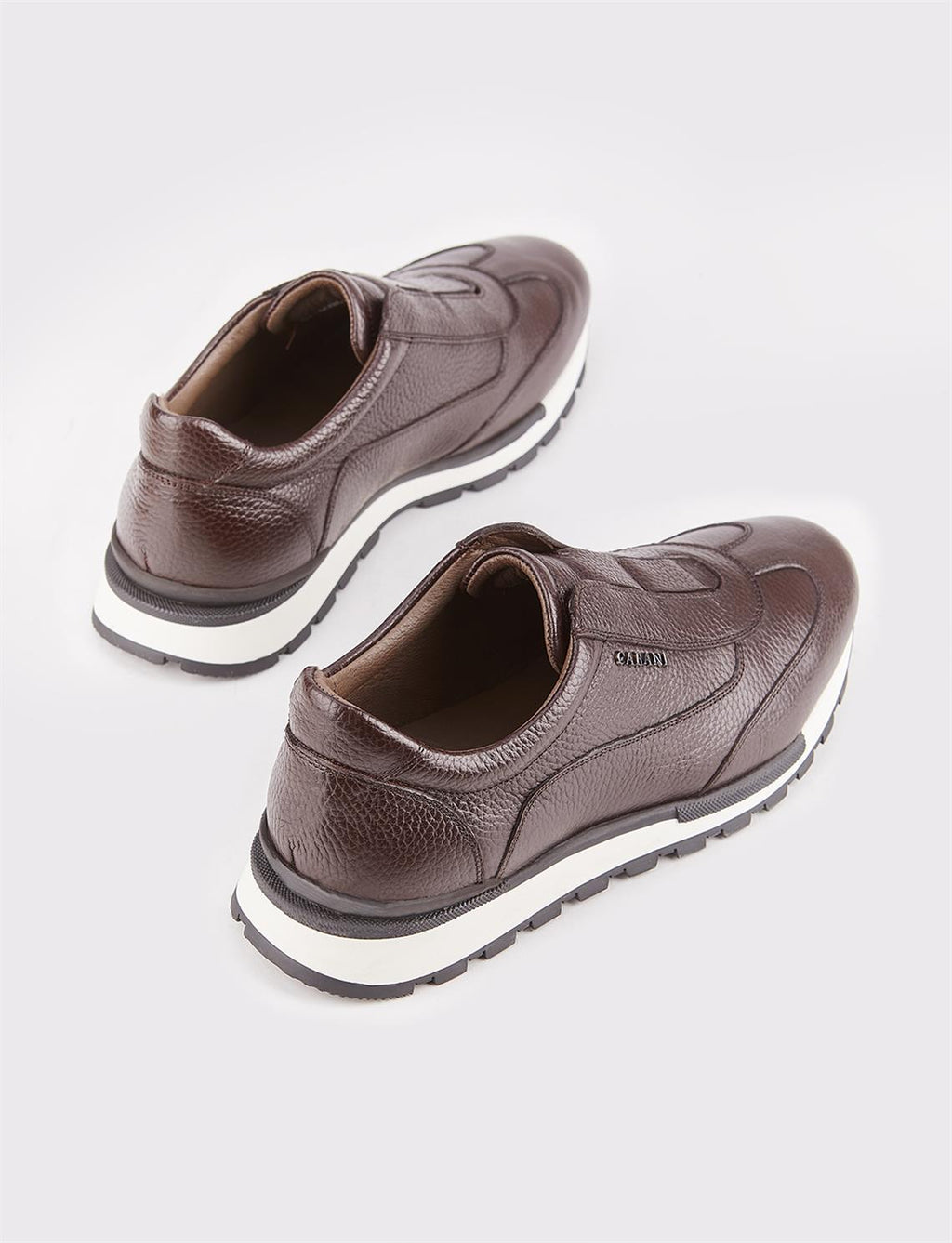 Men's Genuine Leather Thermo Sole Brown Sports Shoes