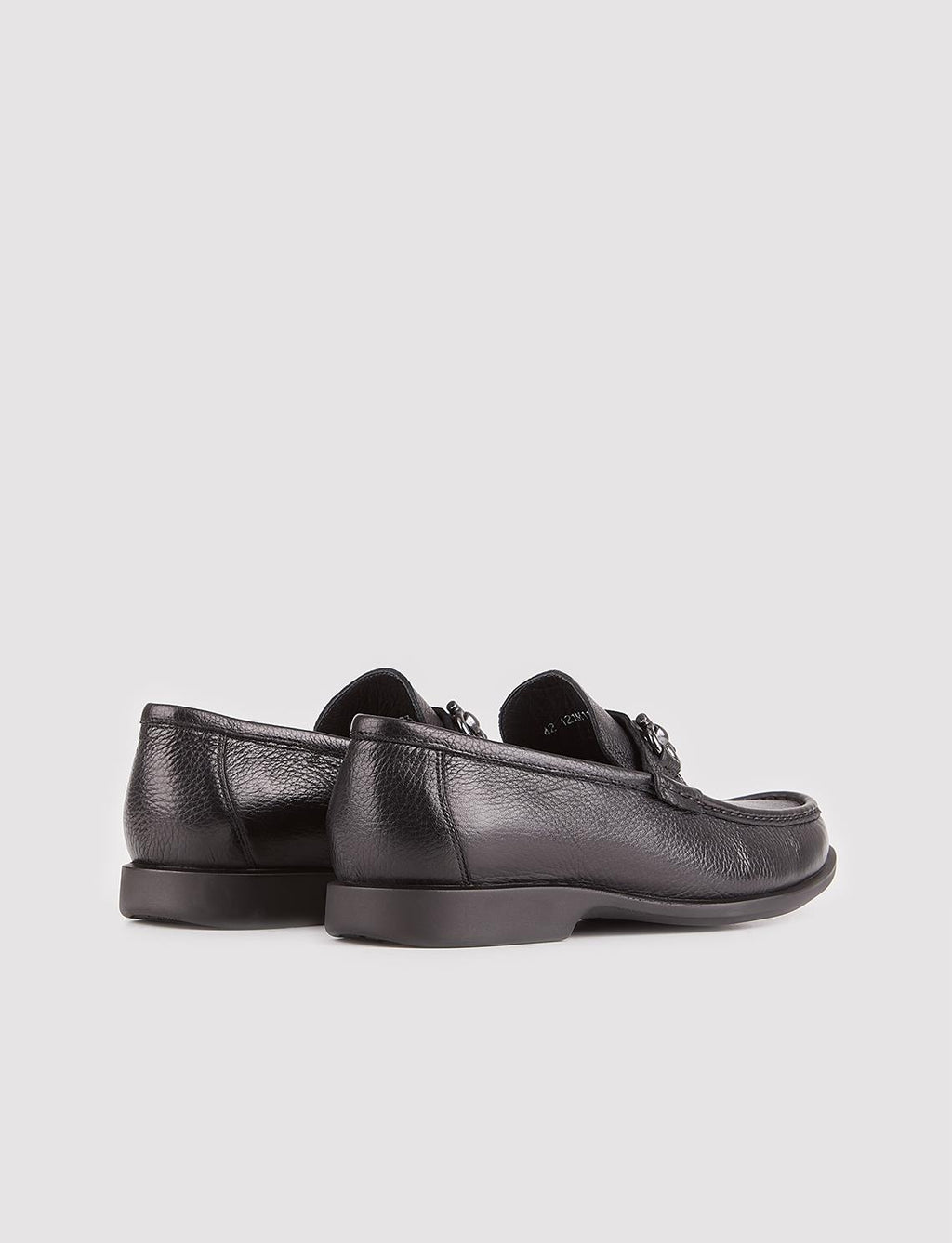 Men's Genuine Leather Black Casual Loafer Shoes with Buckle Accessory