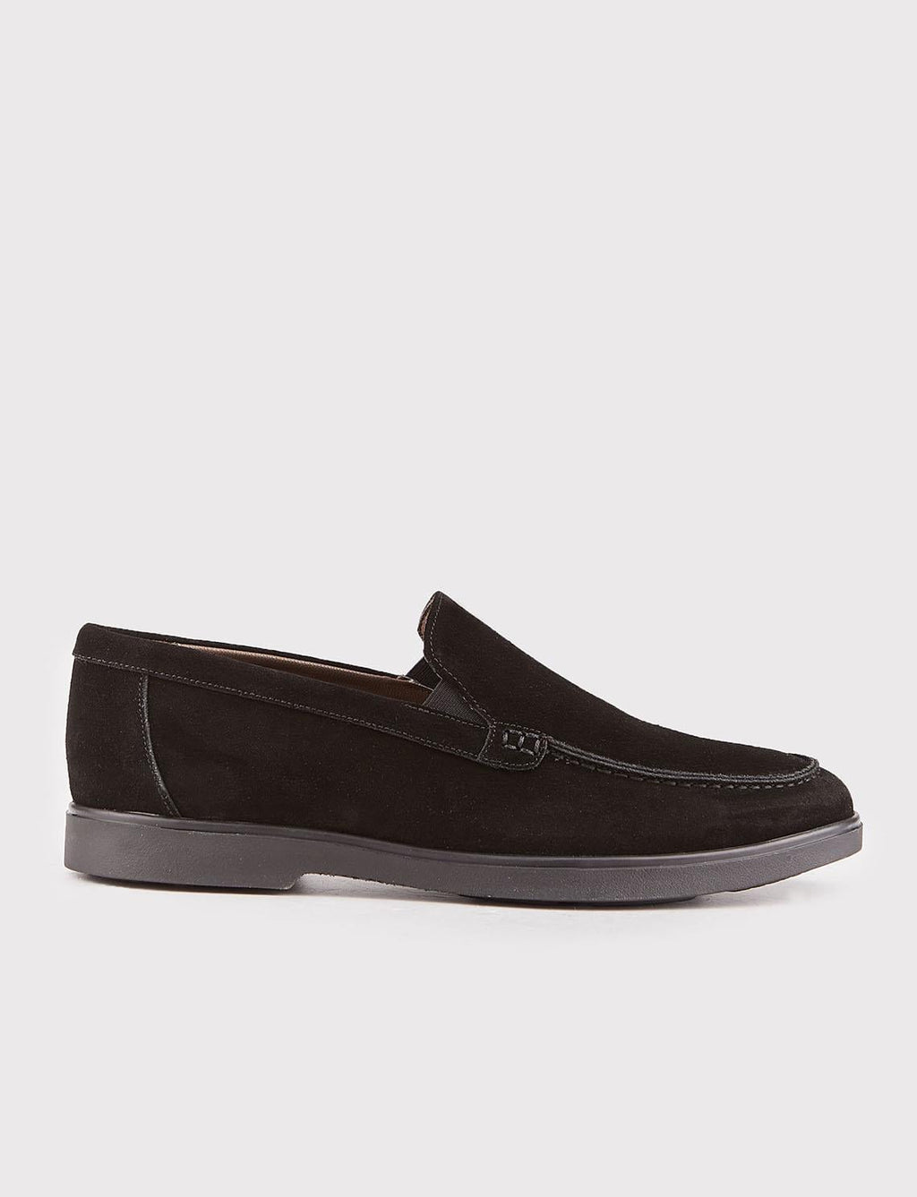 Men's Suede Genuine Leather Light Rubber Sole Black Casual Shoes